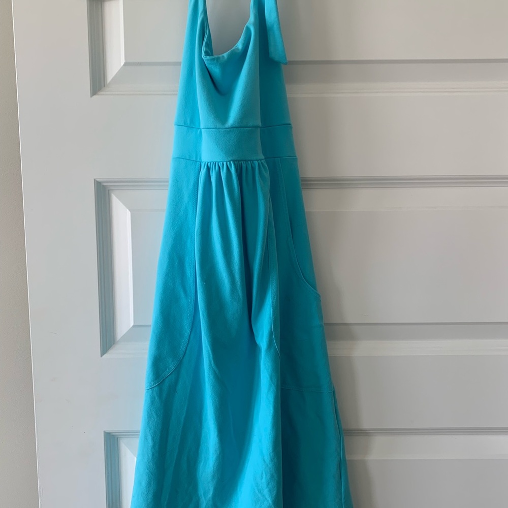 Susan Monaco halter blue dress